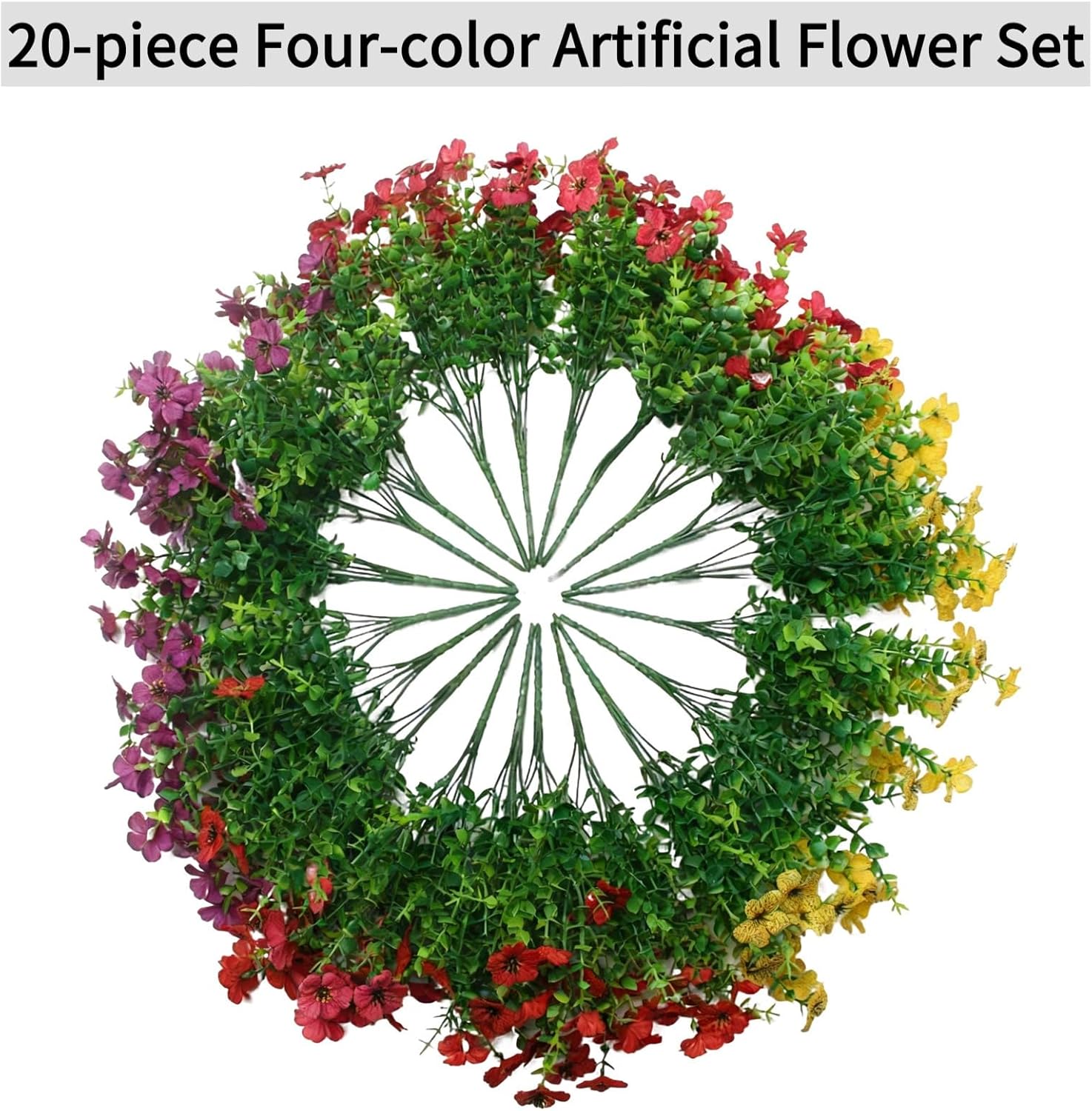 Outdoor Artificial Daisies 20 Bundles, UV Resistant Fake Flowers for I