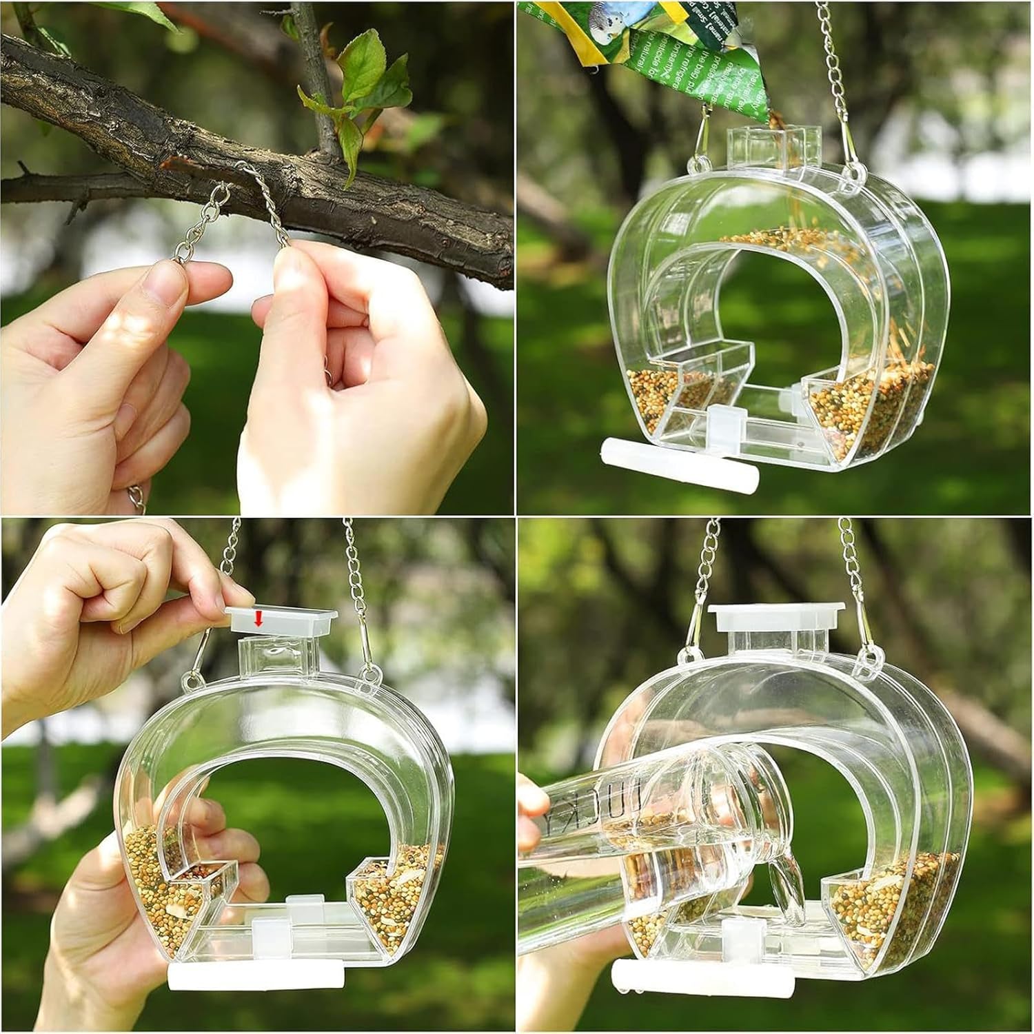 Window Bird Feeder, Clear Acrylic Perch Stand, Bird Watching Kit for B