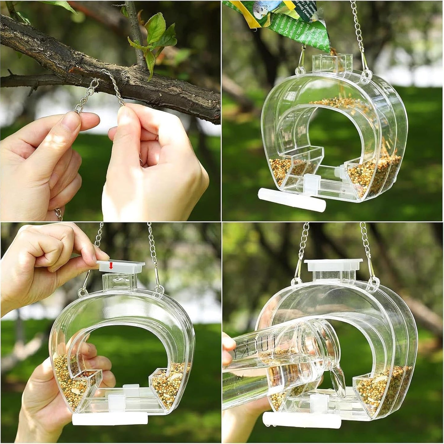 Window Bird Feeder, Clear Acrylic Perch Stand, Bird Watching Kit for Balcony, Garden Outdoor Indoor Decor, Finches Bluebirds Lovebirds Parakeets, Yard Tree Window Feeding Station