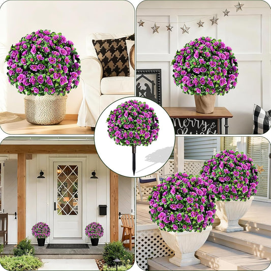 Waipfaru 1 Pack Artificial Flowers Topiary Ball Trees for Outdoors, 24