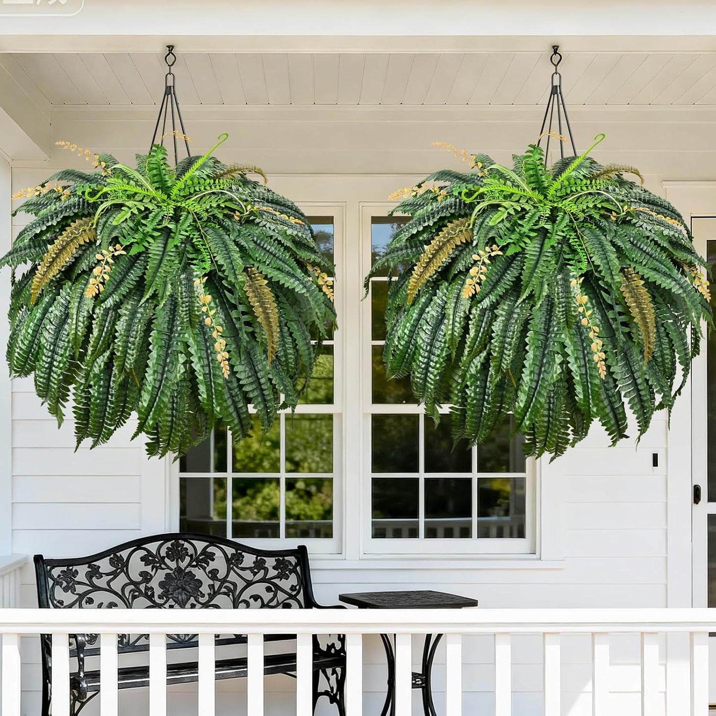 MARTINE MALL 2PCS 48''/133 Leaves Fake Ferns Artificial Ferns for Outdoors Look Real, Large Faux Boston Ferns for Outdoor Planter Realistic UV Resistant Artificial Faux Plants Outdoor for Porch Patio