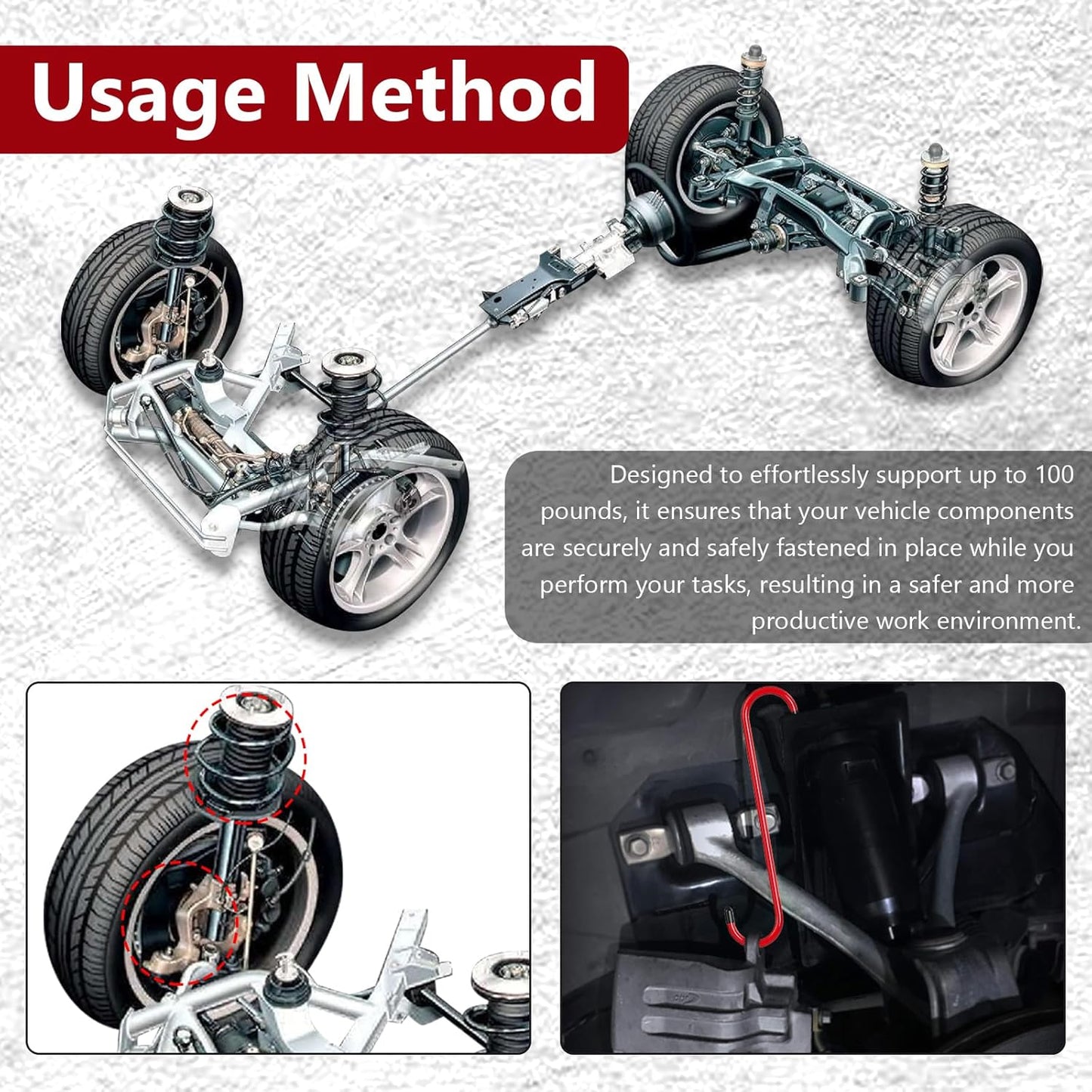 2PCS Brake Caliper Hanger Compression Mechanic Tool with Rubber Tips, 
