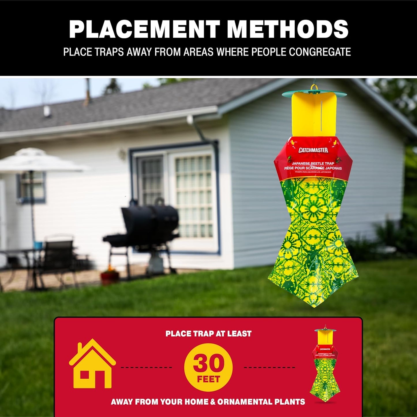 Catchmaster Japanese Beetle Traps Outdoor 3PK, Flying Insect Trap Bag 