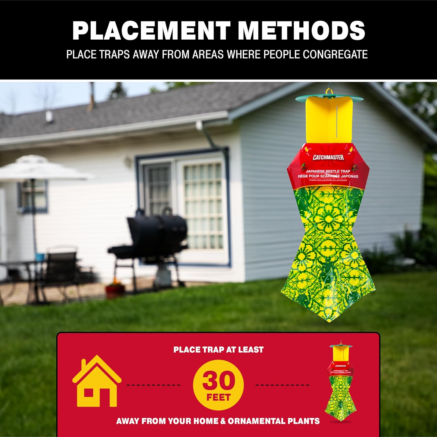 Catchmaster Japanese Beetle Traps Outdoor 3PK, Flying Insect Trap Bag 