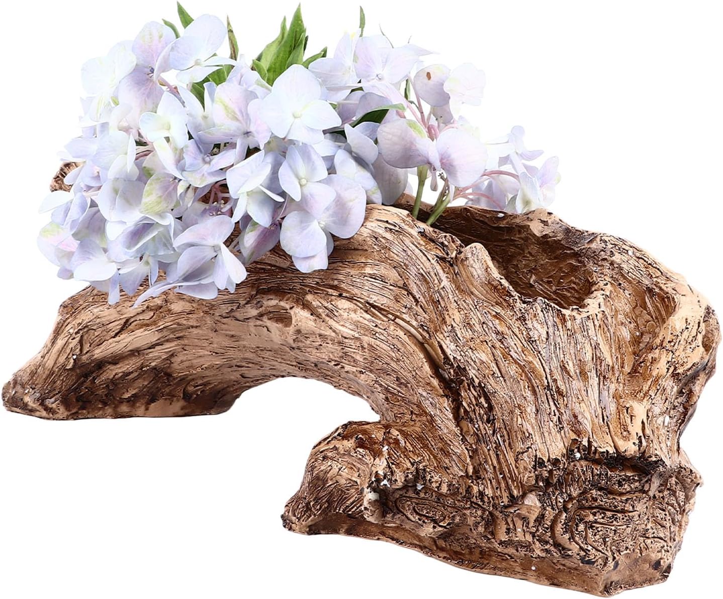 Artificial Driftwood Planter, Vintage Artificial Stump Log Like Container Pot, Tree Stump Sculpture Pot for Strawberry, Small Plants