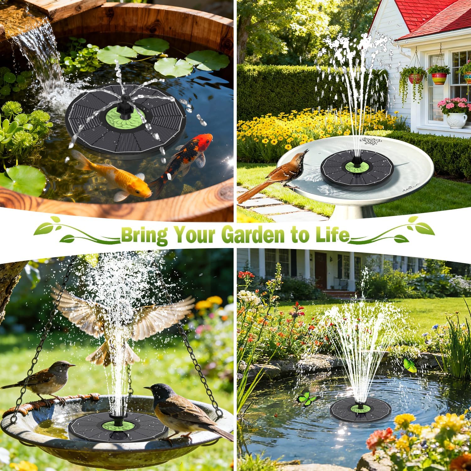 SZMP Upgraded 3.5W Full Glass Panel Solar Fountain for Bird Bath, Floa