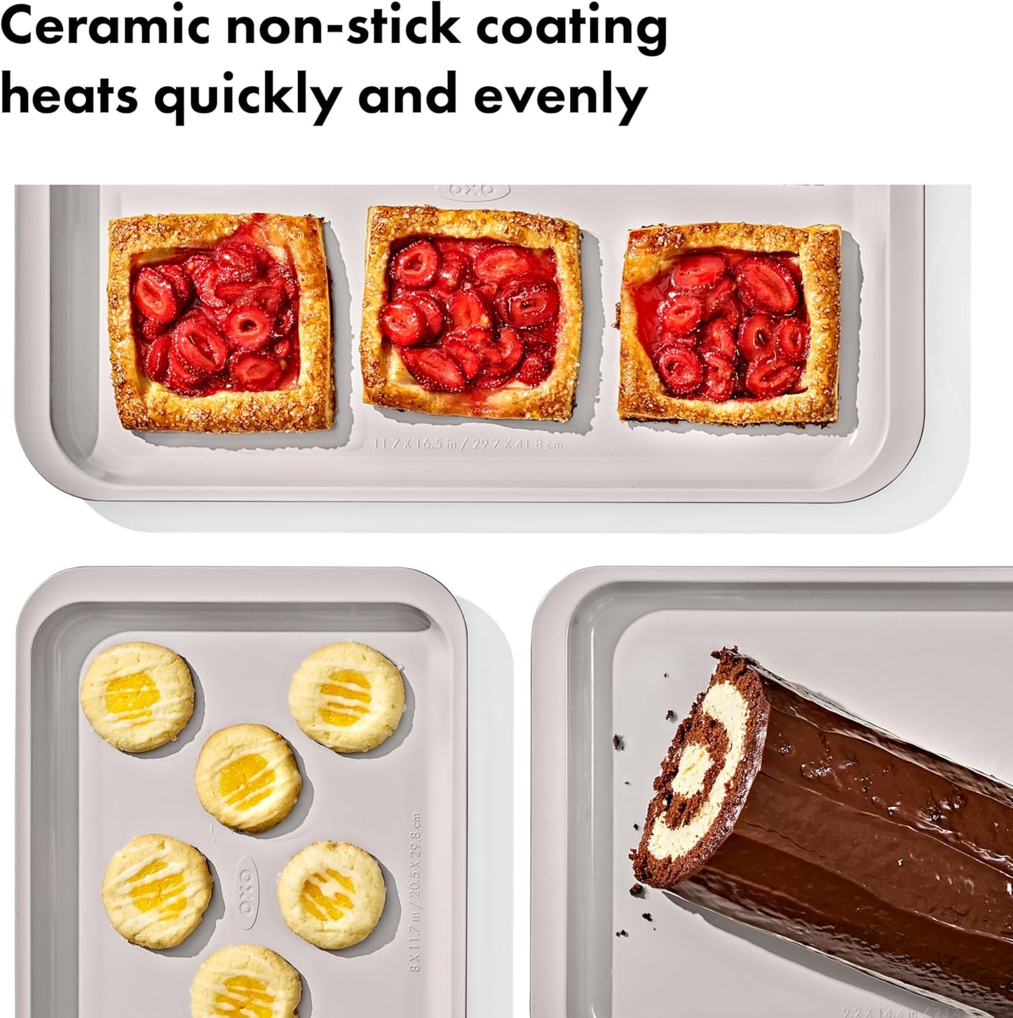 OXO Good Grips Non-Stick Pro Ceramic Coated Metal Bakeware 3-Piece She