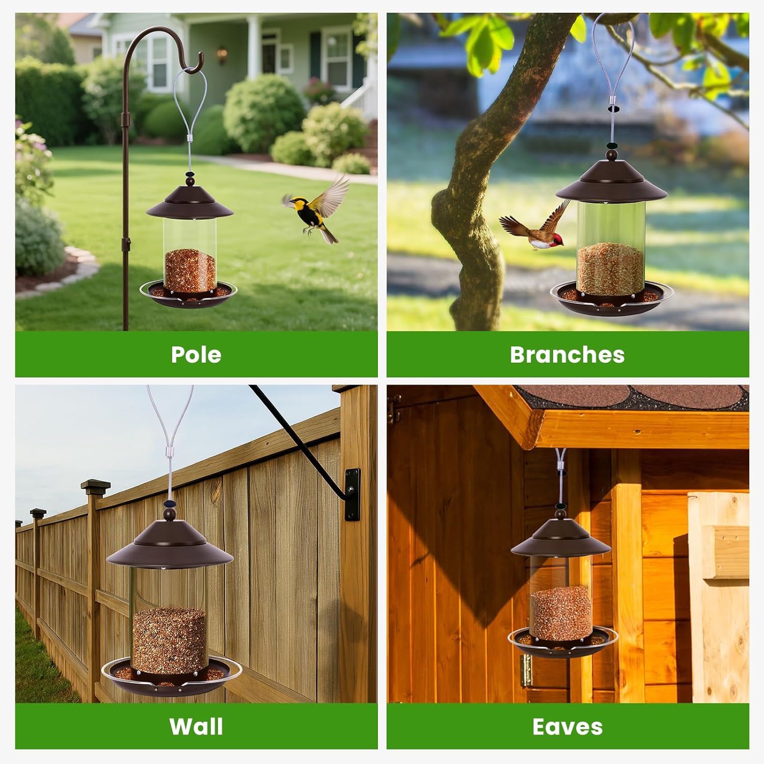 Bird Feeder for Outdoors Hanging, 5LB Capacity Metal Metal Feeder, 360