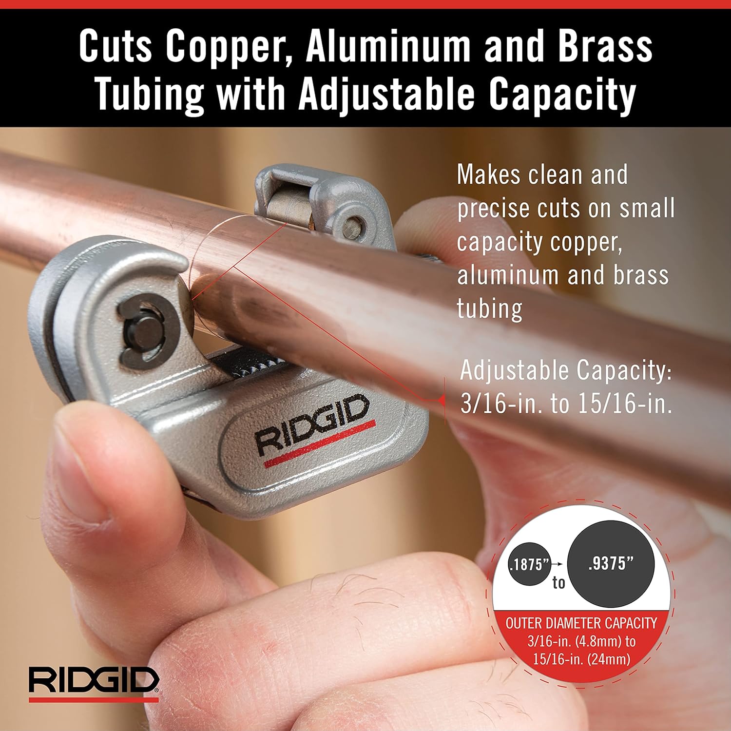 RIDGID 32985 Model 104 Close Quarters Tubing Cutter, 3/16-inch to 15/1