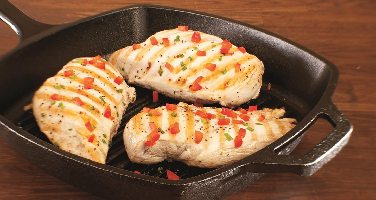 Lodge Cast Iron Grill Pan, Square, 10.5 Inch