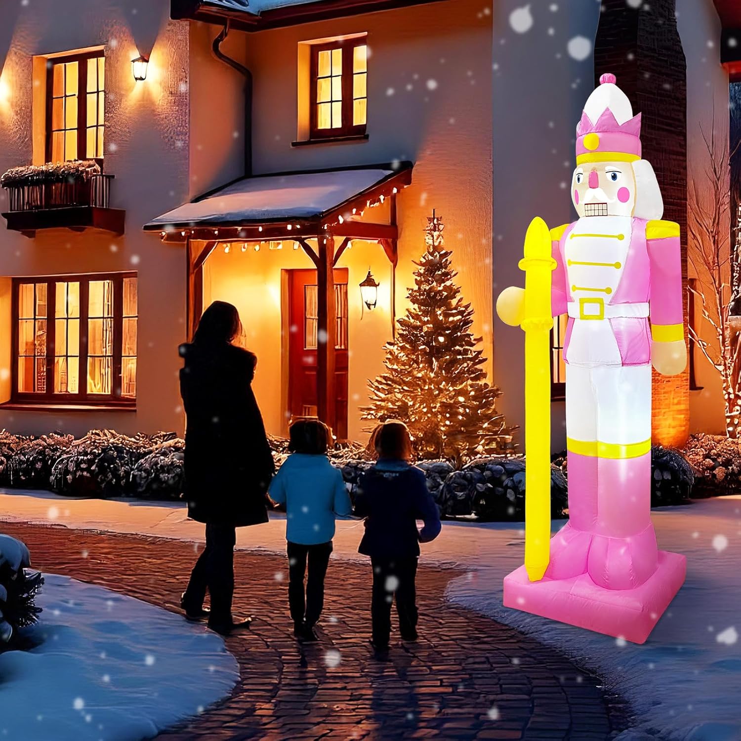 OurWarm 8FT Christmas Inflatable Outdoor Decoration, Pink Nutcracker I