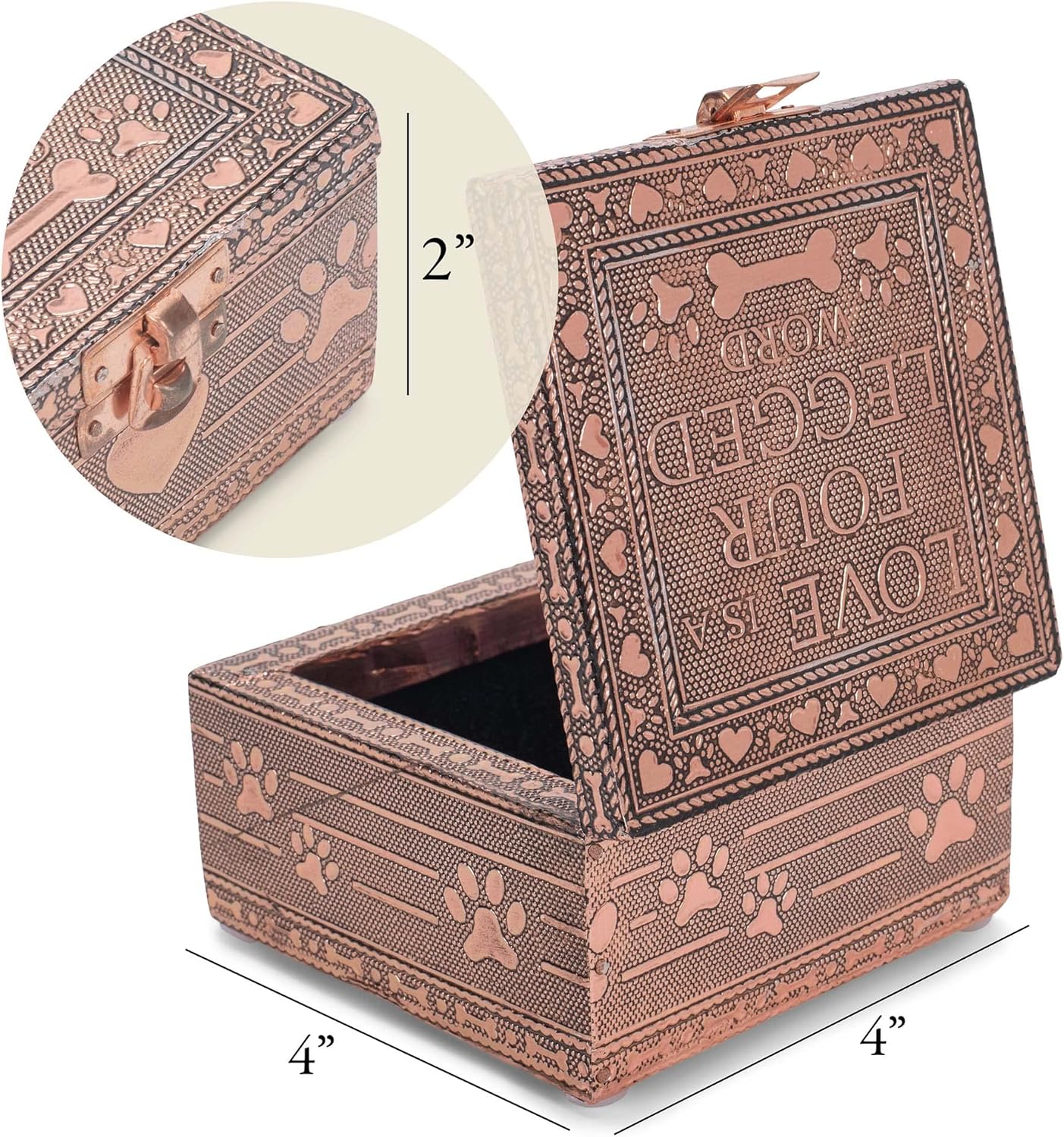Cottage Garden Home Dog Pawprint Copper Tone Metal Jewelry Keepsake Bo