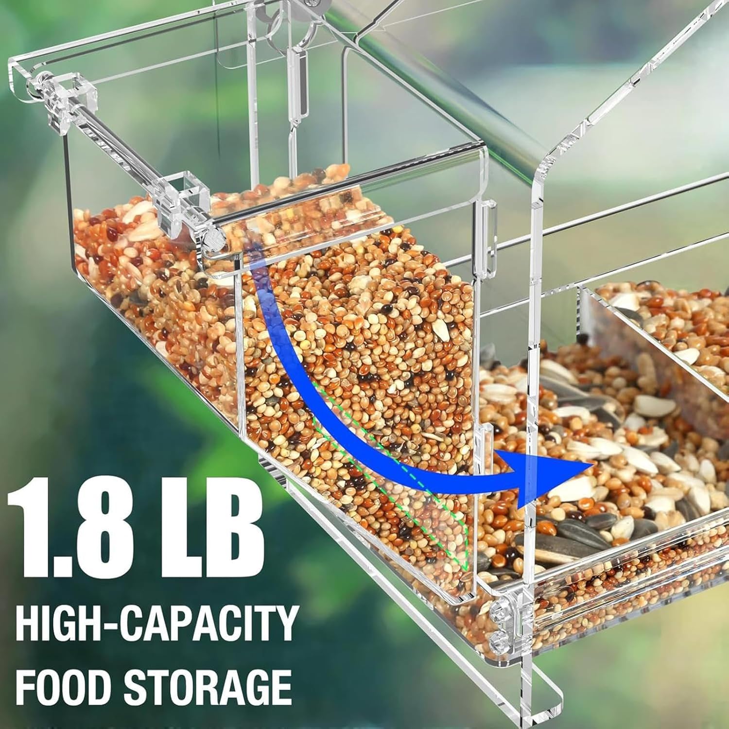 Bird Feeder for Window - Suction Cup Clear Yard Feeding Box | Squirrel
