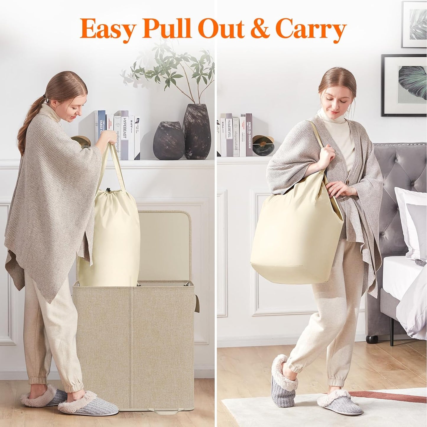 Lifewit Double Laundry Hamper with Lid and Removable Laundry Bags, Lar