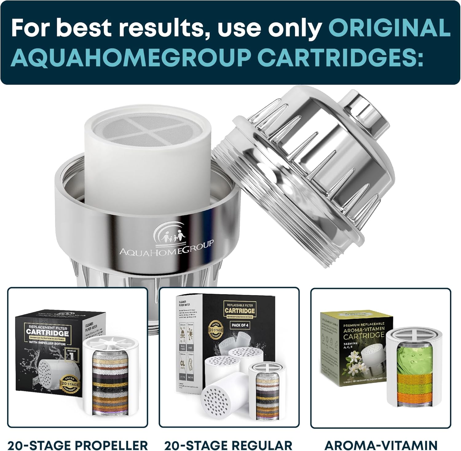 AquaHomeGroup Luxury Filtered Shower Head Set 20+3 Stage Shower Filter