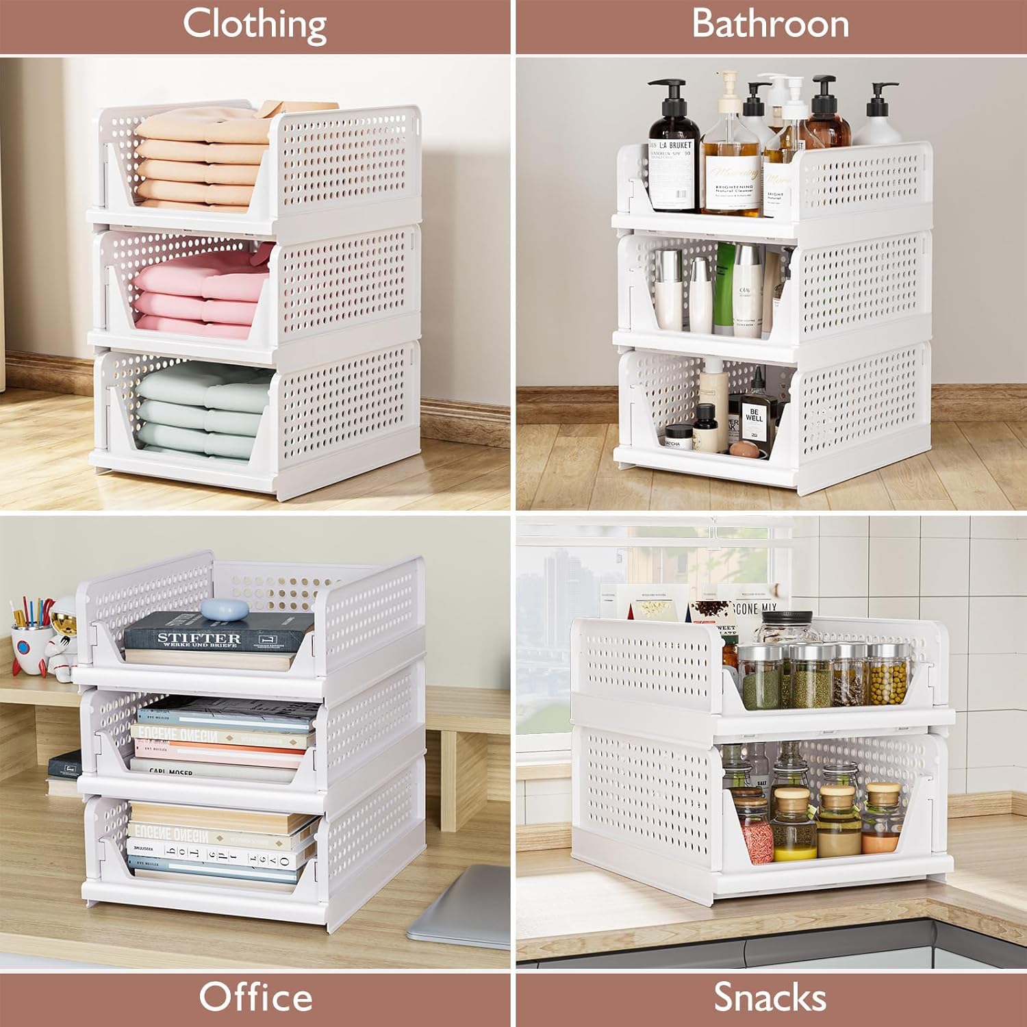 CTSNSLH 5 Pack Closet Organizers Storage Box, Closet Storage Stackable
