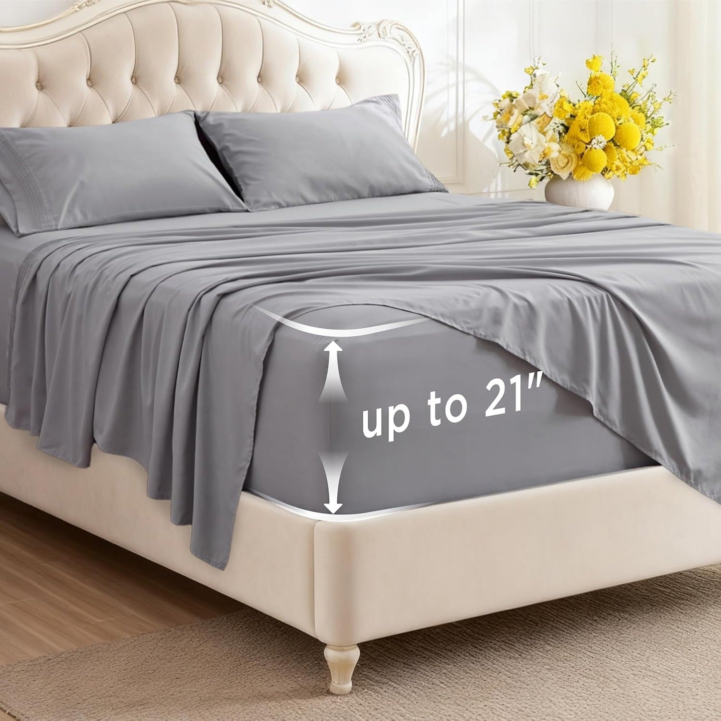 Bedsure Deep Pocket Queen Sheets Set - Fits Mattresses Up to 21 Inches