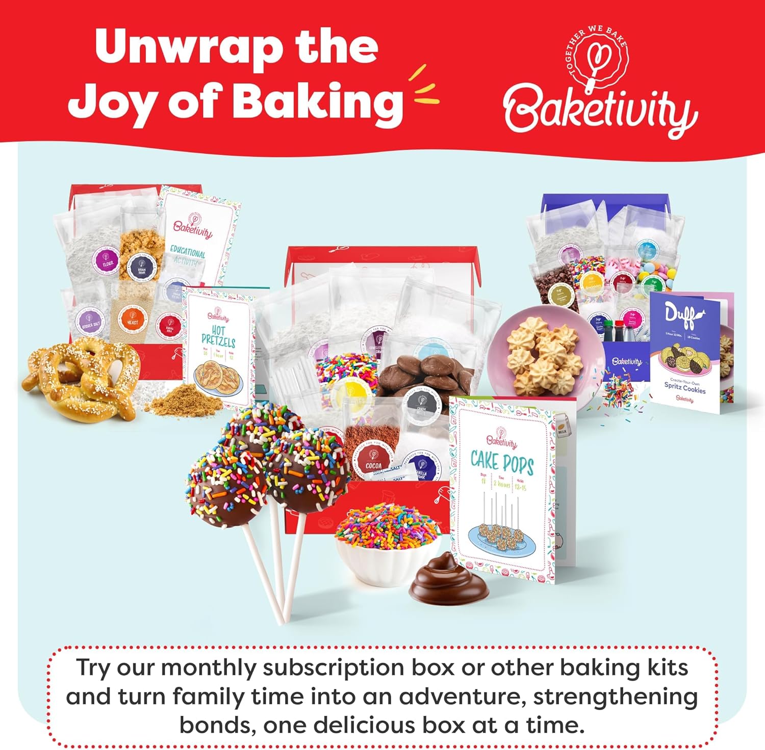 Baketivity DIY Cake Pop Baking Kit for Kids - Premeasured Ingredients,
