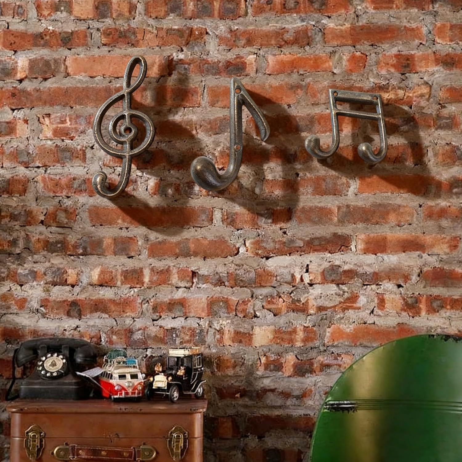 3Pcs Music Note Wall Hooks, Decorative Cast Iron Hooks, for Hanging Co