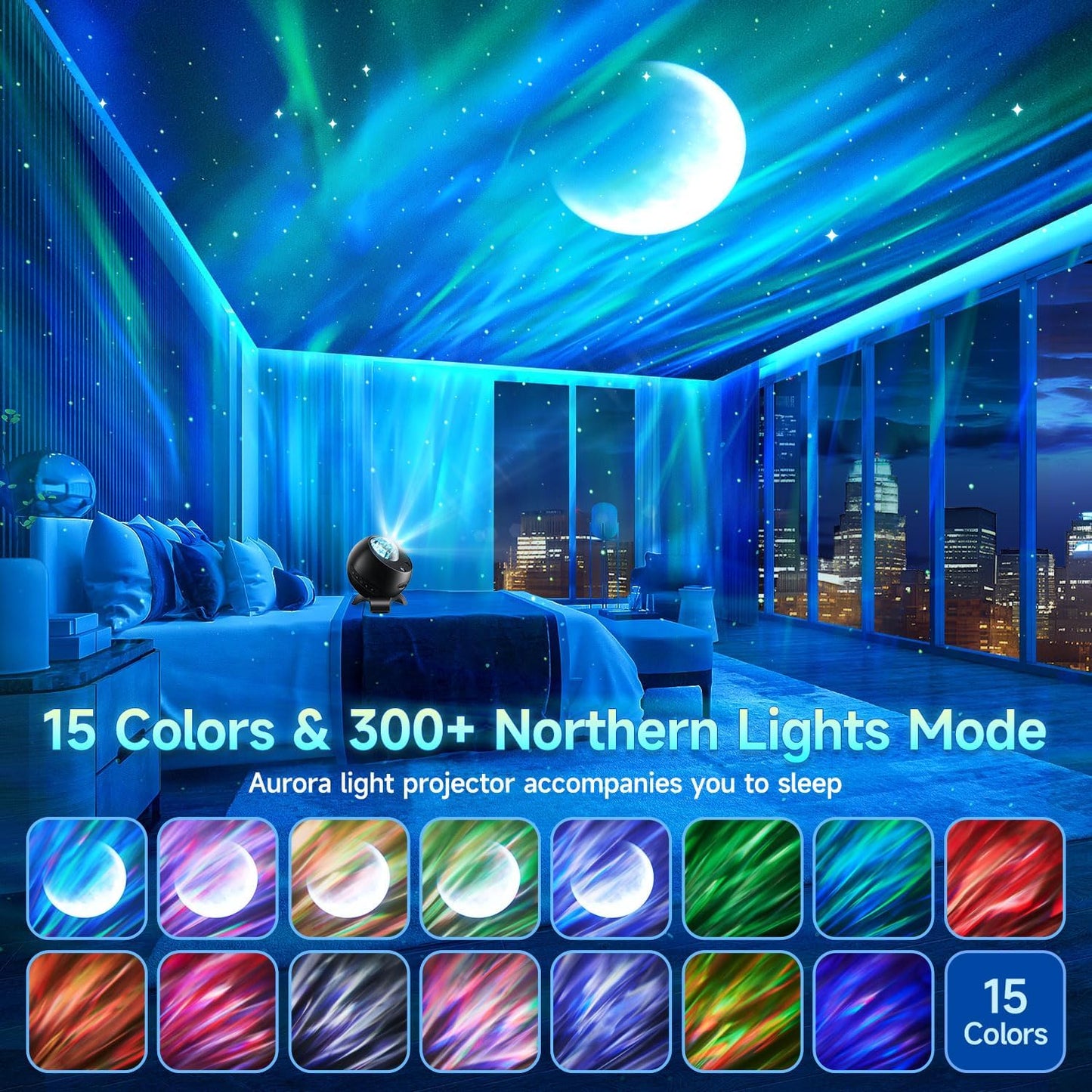 Northern Galaxy Light Projector, 300+Modes & 5 Films Star Projector, 1