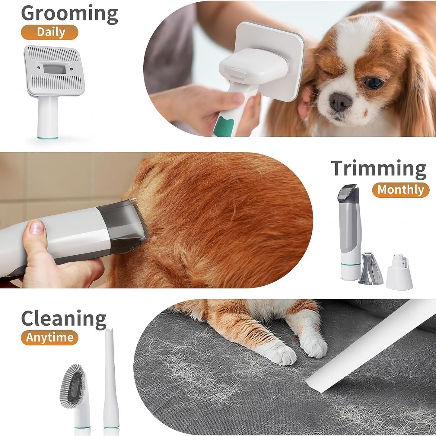 Dog Grooming Kit, Pet Grooming Vacuum with Pet Clipper Nail Grinder, D