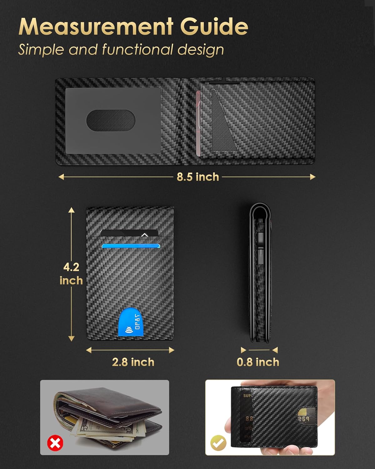 2026 Wallet for Men - RFID Blocking [Functional & Practical] Bifold Sl