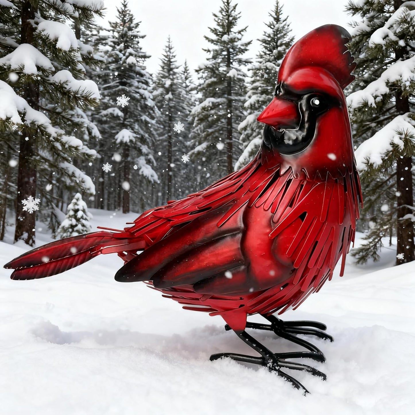 Metal Red Cardinal Garden Decoration Statue Metal Bird Yard Art Red Bird Sculpture for Outdoor Patio & Indoor Home Decor - Gifts for Mom Grandma