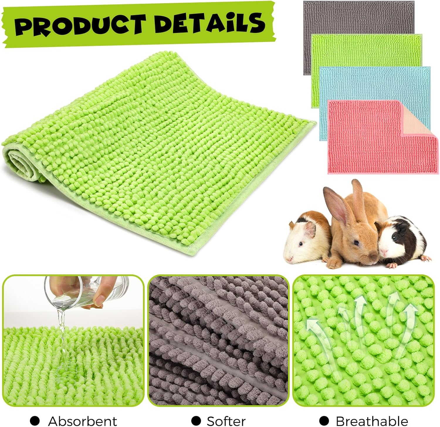 Barydat 8 Pcs Guinea Pig Cage Liner for Guinea Pig Cage Bedding Reusab