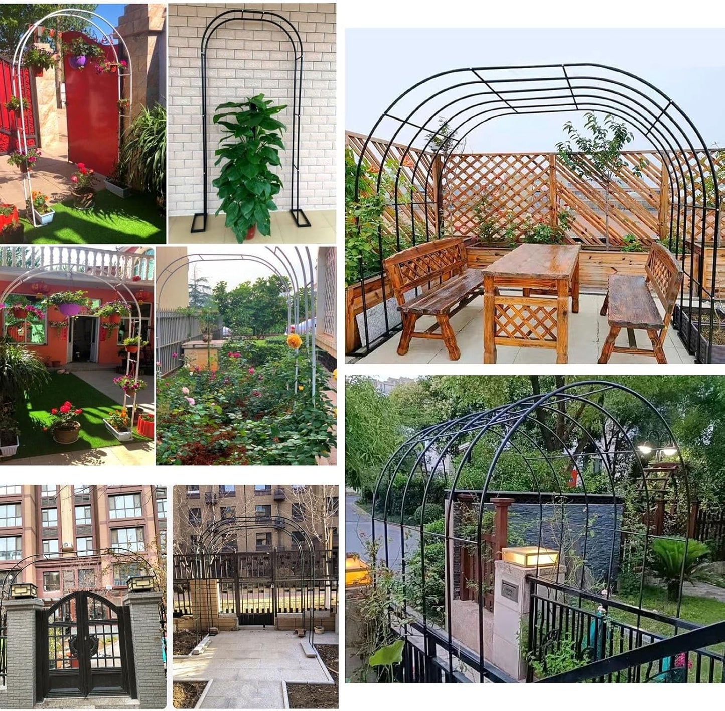 Heavy Duty Garden Trellis Arch for Climbing Plants, Outdoor Metal Rose Arbor Support, Large Wedding Archway (Brown, 2x2.3x0.4m) - Perfect for Roses and Vines