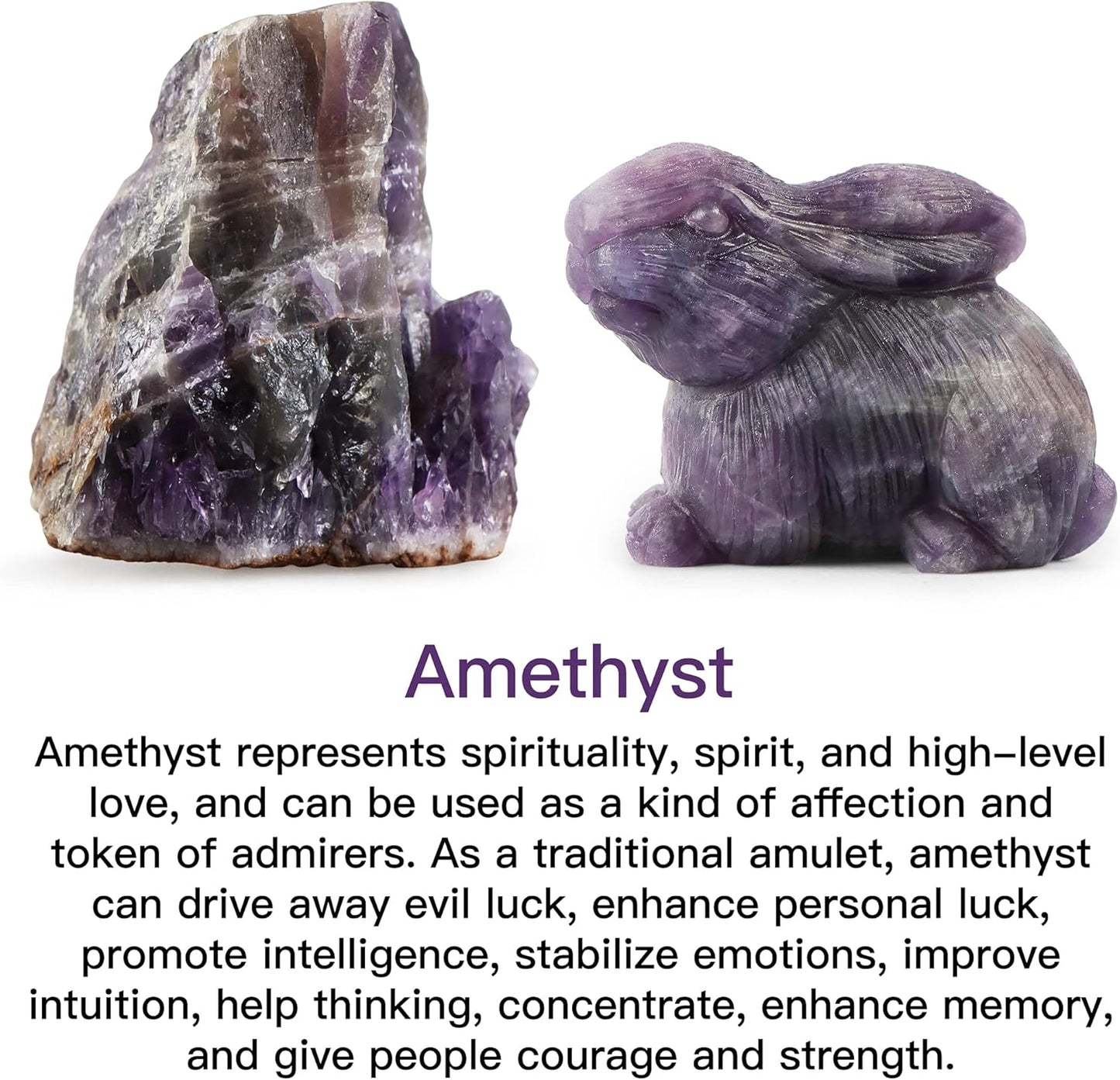 Artistone Amethyst Crystals Rabbit Statue Figurines,Hand Carved Gemsto