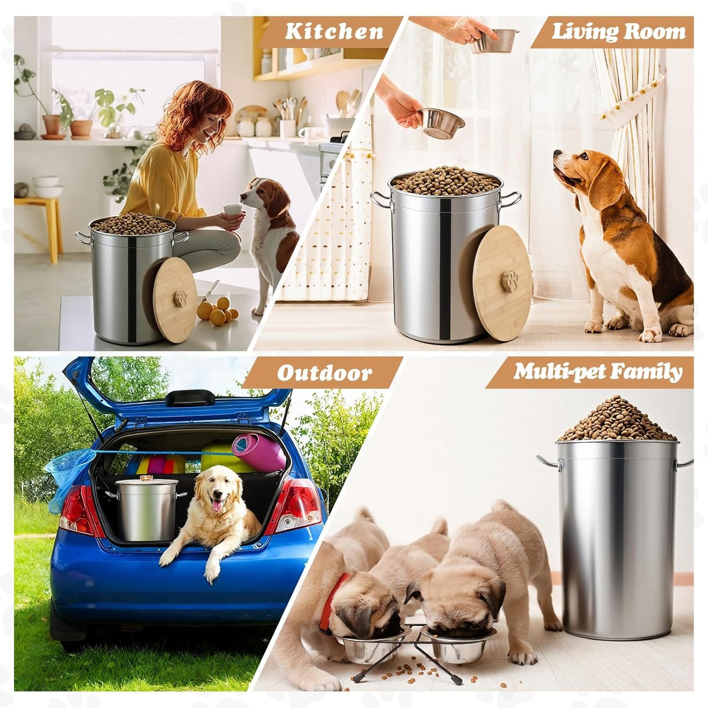 Maxdot 45 Lbs Stainless Steel Food Storage Container for Dog with Airt