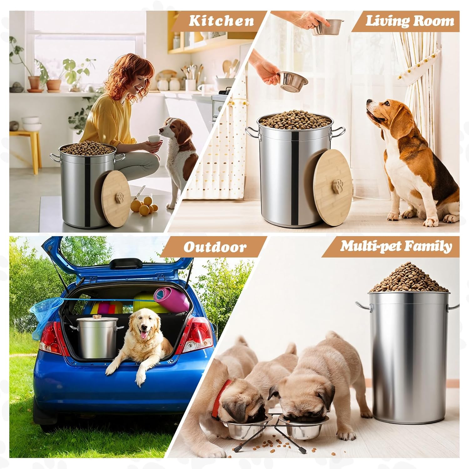 Maxdot 45 Lbs Stainless Steel Food Storage Container for Dog with Airt