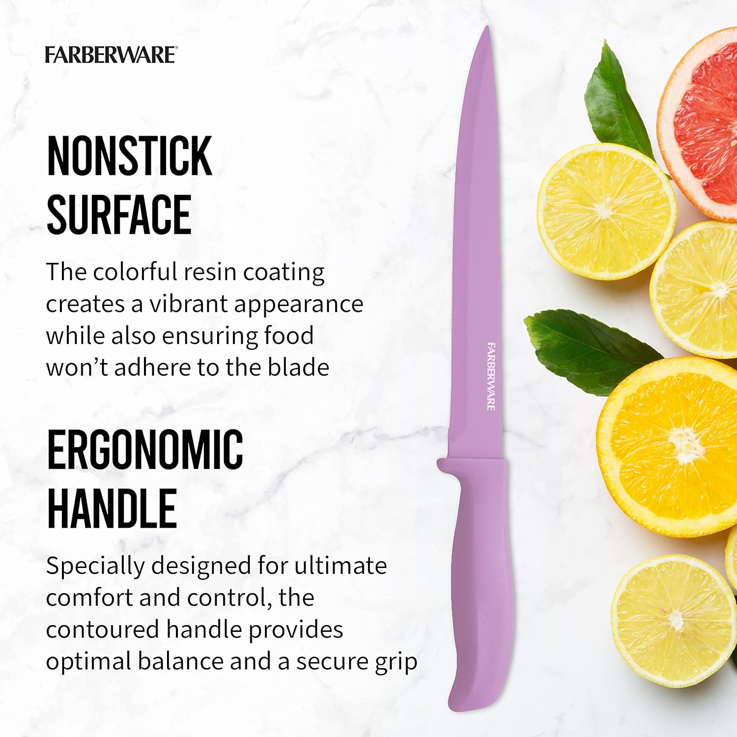 Farberware Resin Cutlery Set, 12 Piece, Pastel, Stick Resistant Blades