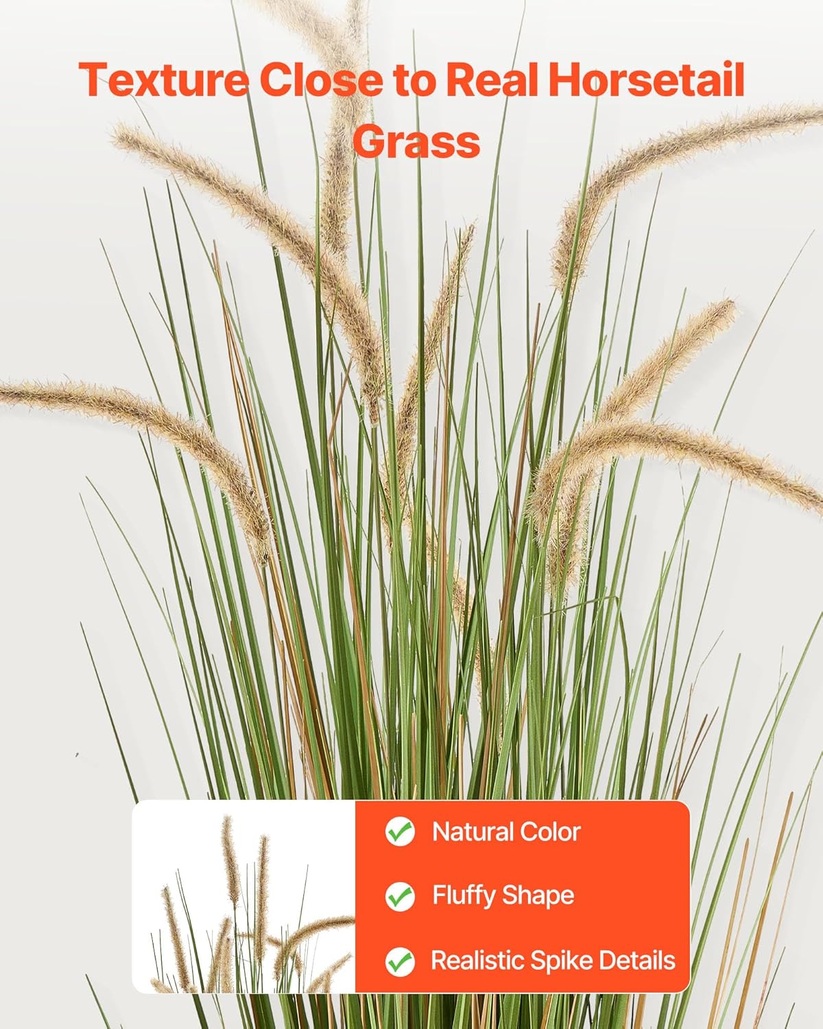 VEVOR Artificial Grass Plant, 2 Pack 47 inch Horsetail Reed Grass in Pot, Premium PVC Faux Fake Greenery Shrubs Plant for Indoor Outdoor House Home Garden Office Room Décor, Housewarming, Green