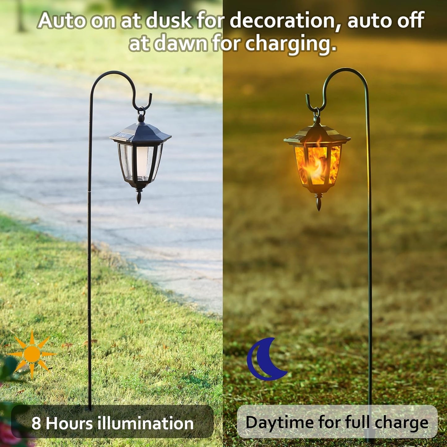 Dynaming 4 Pack Solar Flame Hanging Lights Outdoor, Halloween Solar Fl