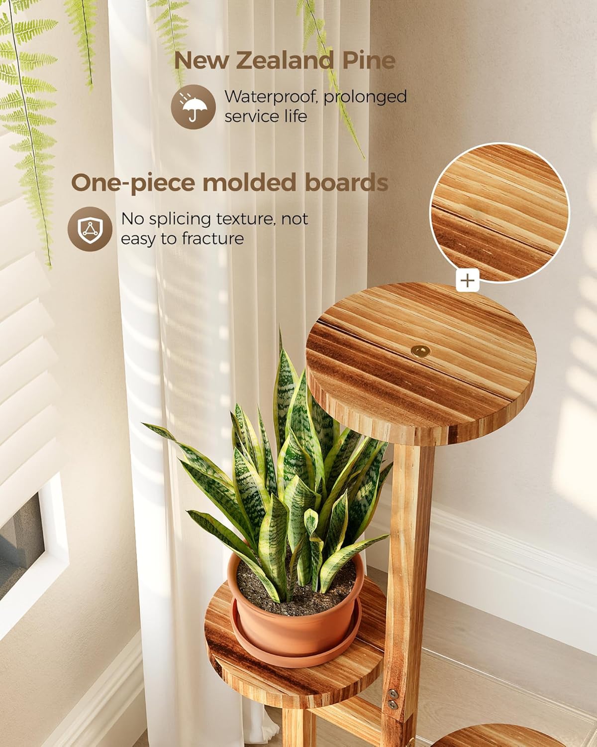 Bamworld Plant Stand Indoor Plant Shelf 4 Tier Wood Plant Stand for Mu