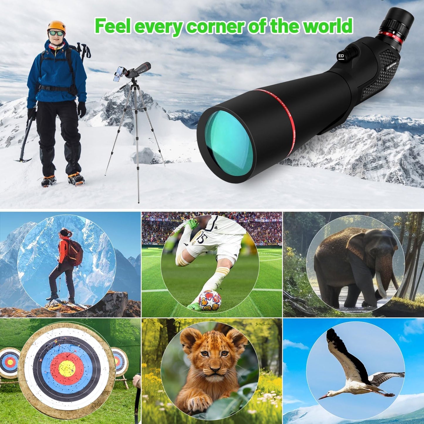 Spotting Scopes,20-80x90mm Birding Scope Equipped with Tripod and Phone Holder,and Can Also Be Used as a Spotting Scopes for Target Shooting,Hunting and Other Multi-Purpose Spotter Scope