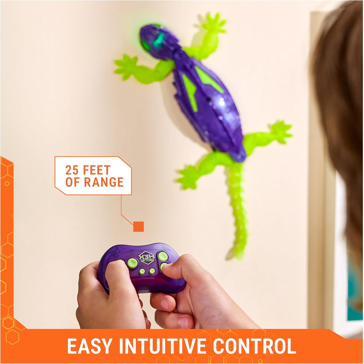 HEX Bots Glow-in-The-Dark Gecko with Official Wall Climber Technology,