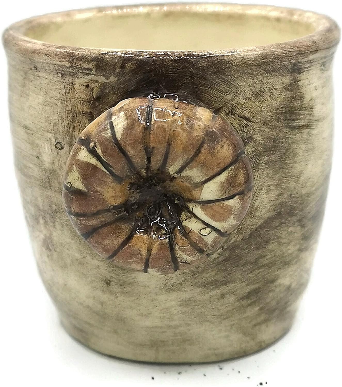 Sculptural Ceramic Planter Pot with Face, Ethnic Office Desk Accessories for Men