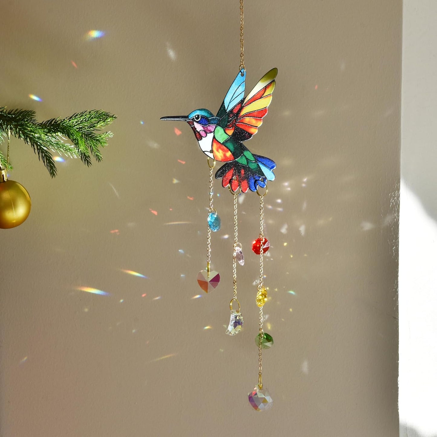 Hanging Hummingbird Suncatcher, Hummingbird Crystal Suncatcher, Hanging Sunlight Catcher, Crystal Hanging Ornament, Home Decoration, Birthday Gift