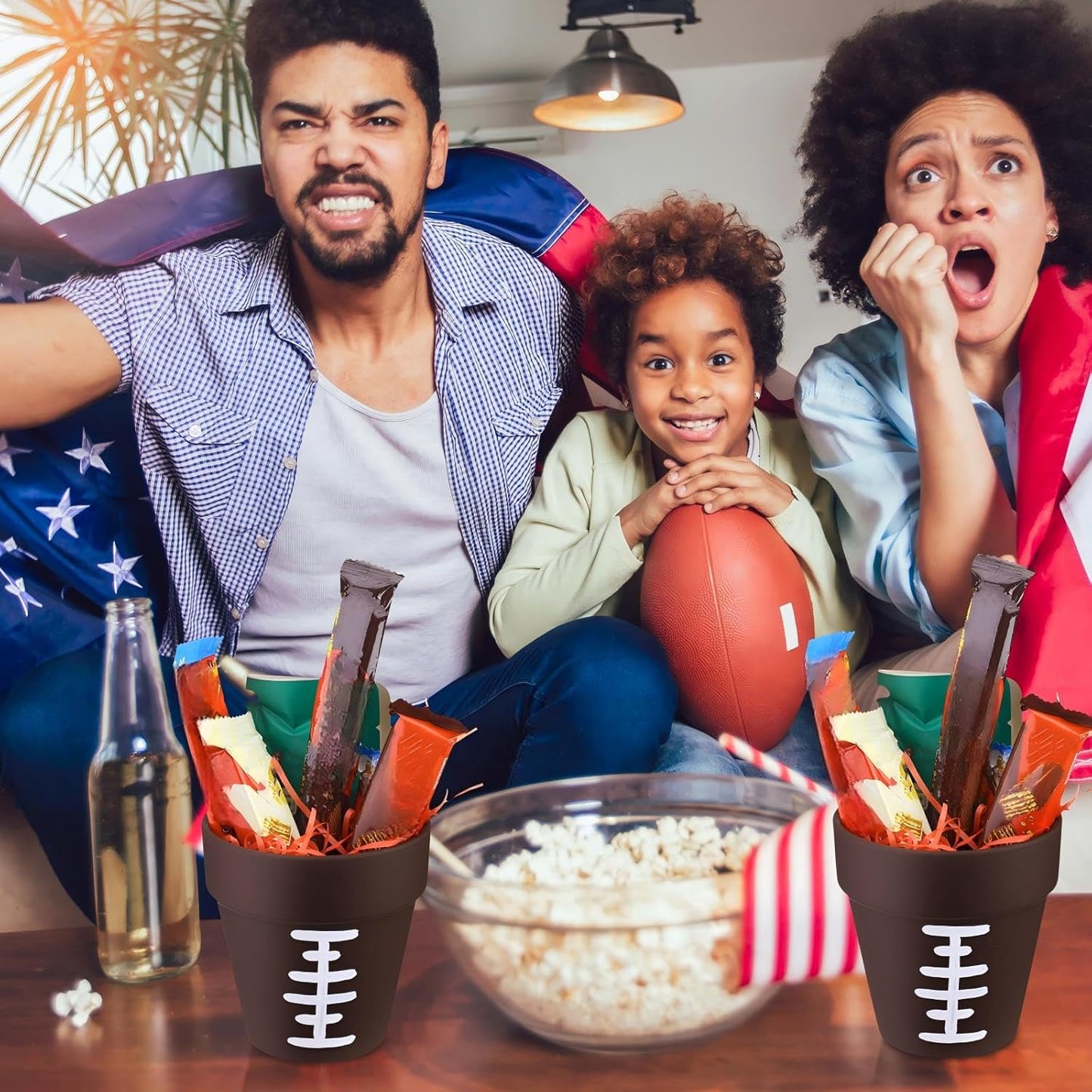 9 Pcs Football Table Centerpiece Football Vases Decor 4 Inch Rugby Flower Vases Planter Pot Rugby Terracotta Clay Pots for Sport Birthday Home Party Supplies