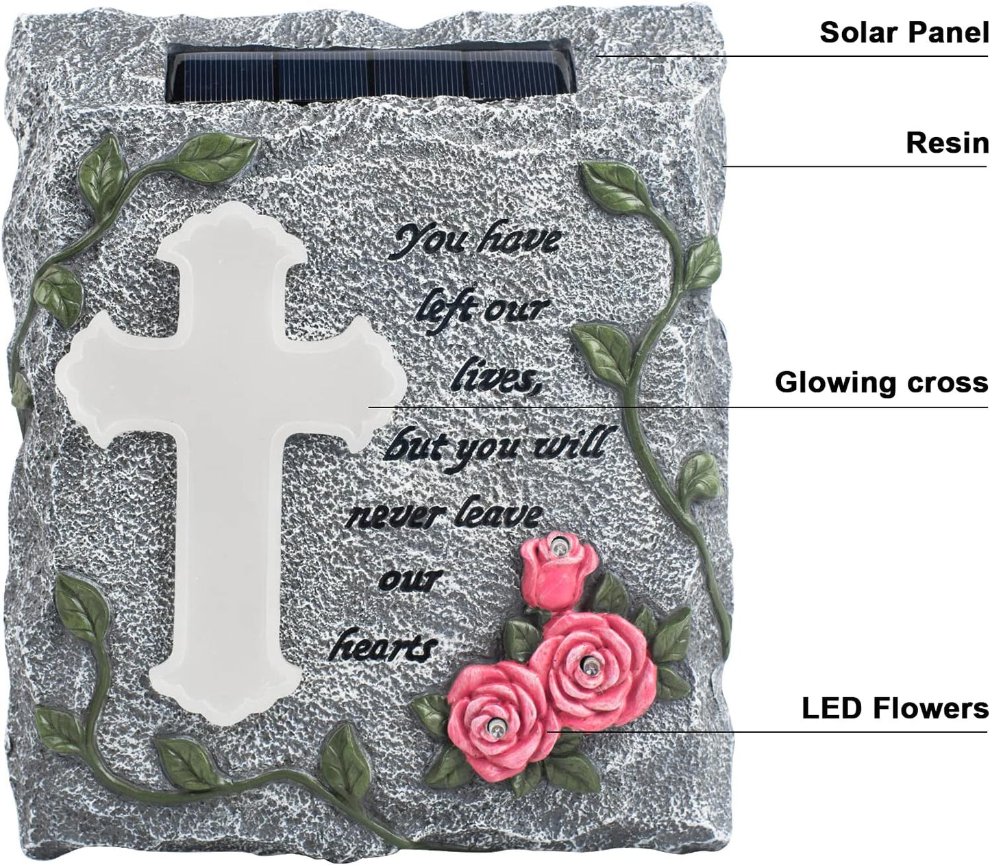 MXwcy Cross Solar Lights Outdoor Garden Memorial Stepping Stone, IP65 Waterproof is Used for Walls or Lawns, A Touching Memorial Gift & Condolence Gifts Grave Decorations for Cemetery