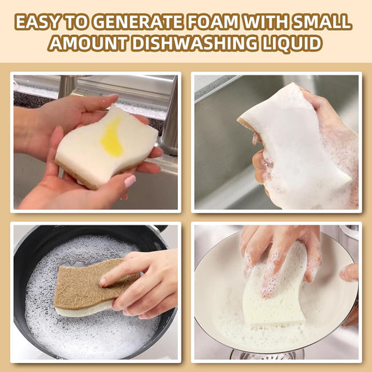 Natural Kitchen Sponges, Biodegradable & Compostable | Non-Scratch Cellulose Coconut Fiber Sponges for Dishes, Pots & Pans | Eco-Friendly Cleaning Sponge (12)