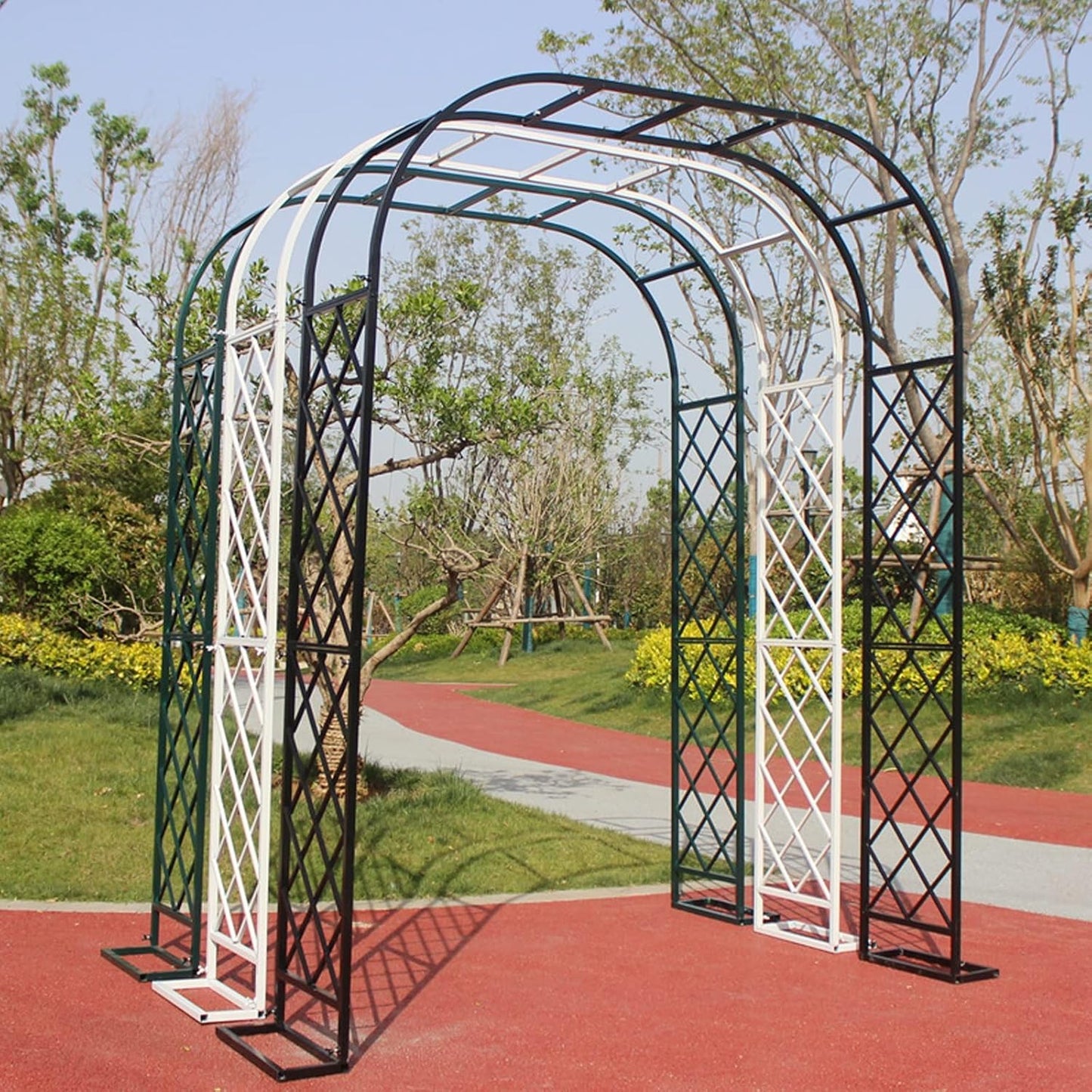 Heavy Duty Garden Arch 2.3M Metal Trellis for Climbing Plants, Vines & Roses - Durable Outdoor Support Structure for Lawn, Backyard, Patio & Weddings (Green, 180x40x230c
