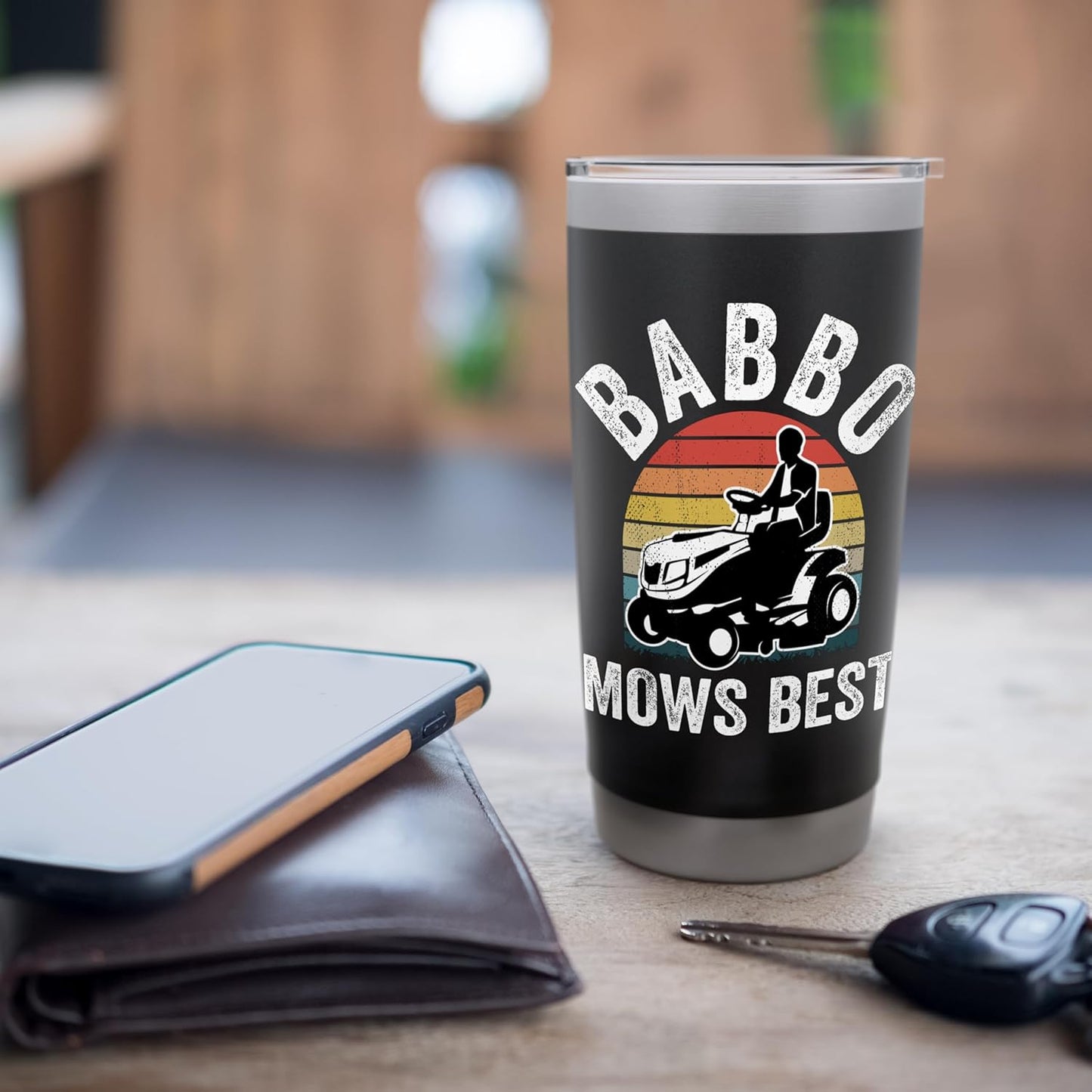 Babbo Mows Best Funny Gardener Lawn Care Father's Day Stainless Steel Insulated Tumbler