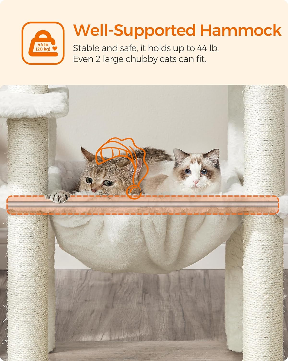 Feandrea Cat Tree, 56.3-Inch Modern Cat Tower, Multi-Level Plush Condo