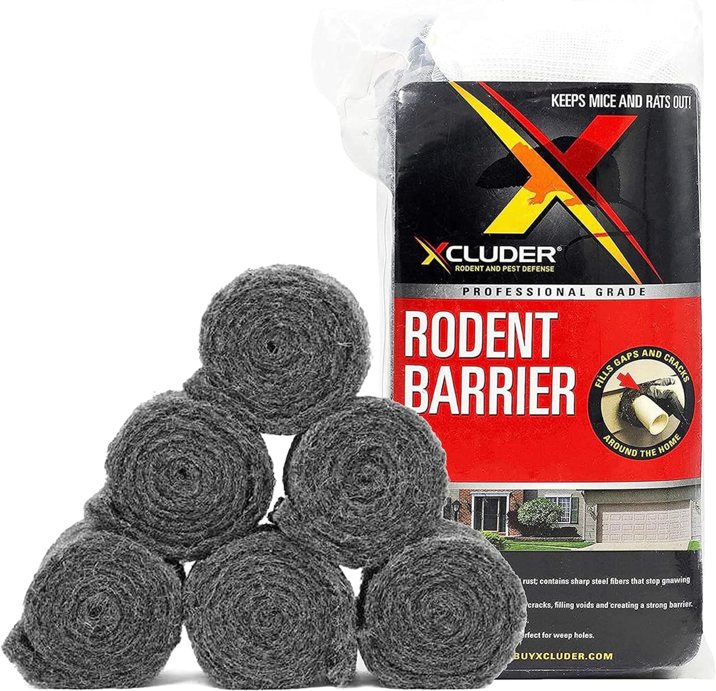 Xcluder Rodent Control Fill Fabric 6 Rolls of Stainless Steel Wool Ble