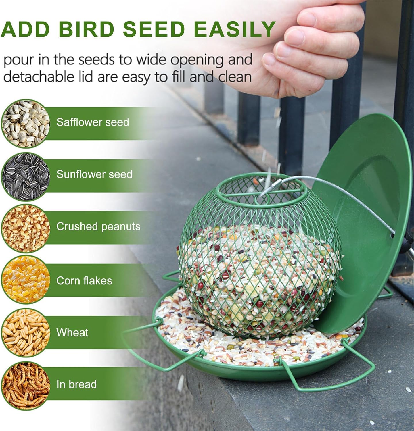 Squirrel Proof Bird Feeders for Outdoors, Large Capacity, Heavy Duty Metal Bird Feeder, Supports Cardinal, Finch, Blue Jay and Wild Birds