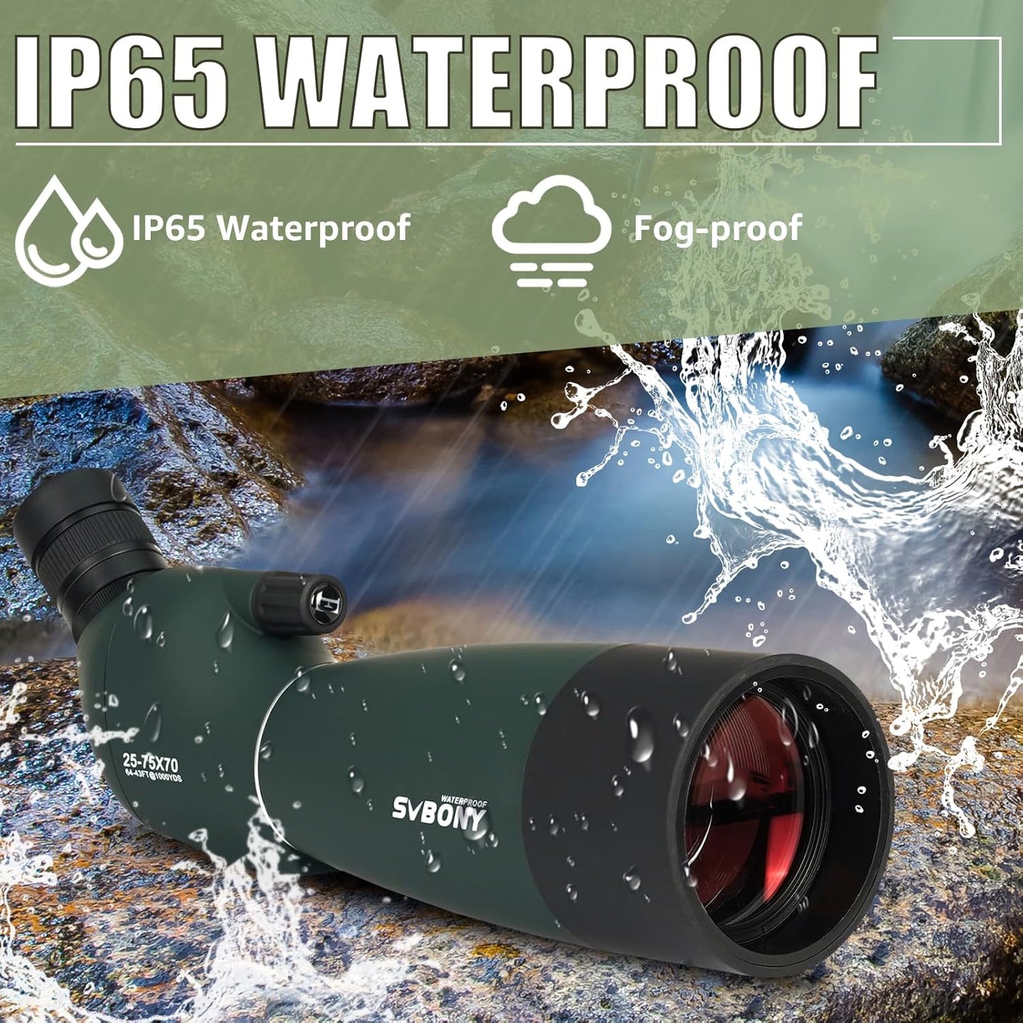 SVBONY SV28 Plus Spotting Scopes with Tripod, Angled Spotter Scope with Upgraded Phone Adapter, IP65 Waterproof Fogproof Long Range Spotting Scope for Target Shooting, Birding