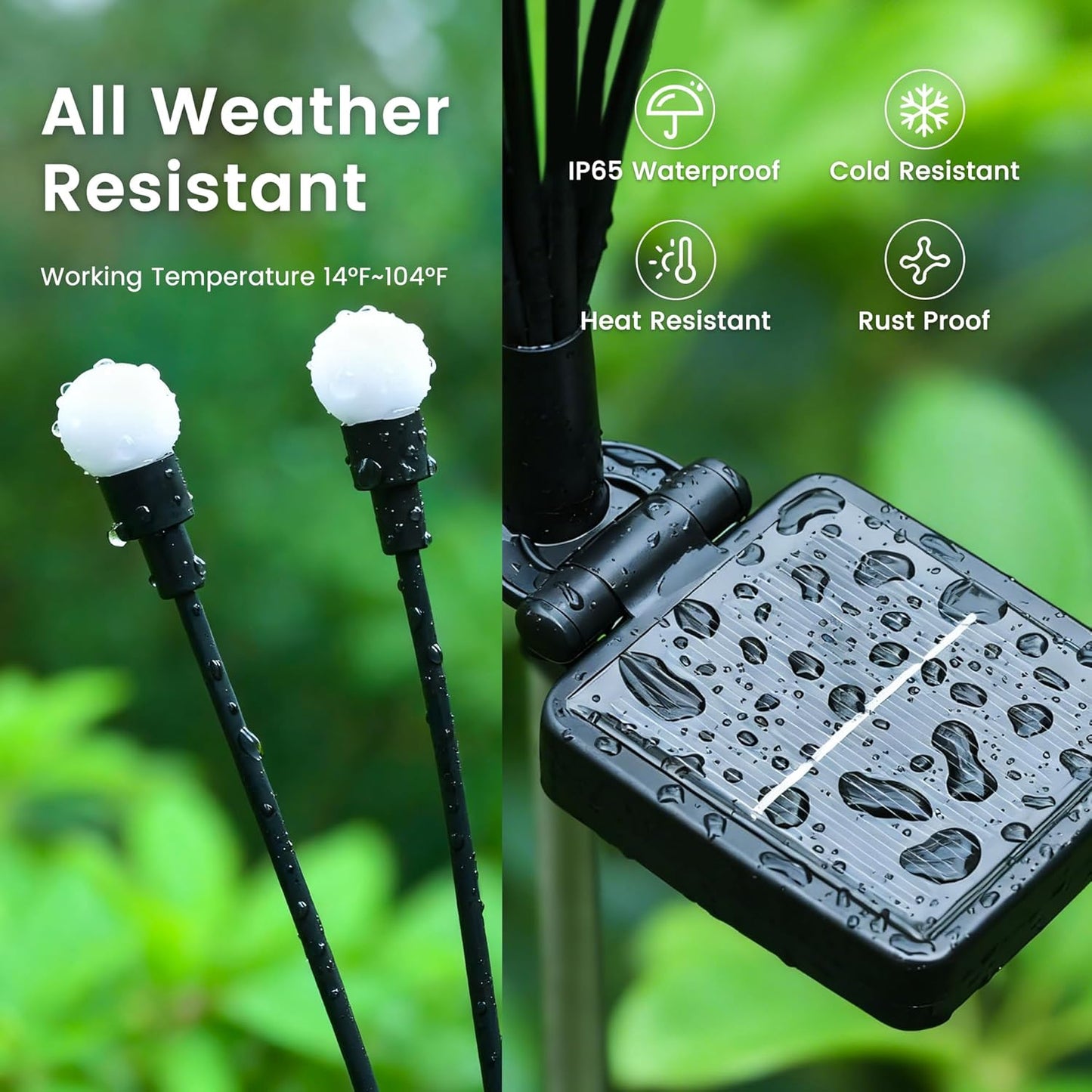 Solar Christmas Decorations, 10 LED Firefly Solar Christmas Lights Outdoor Waterproof, Garden Lights for Yard Porch Patio Decor (1 Pack)